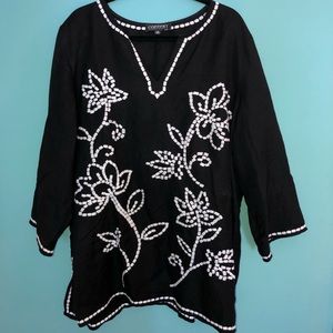 Context 2X  Black Linen Blend Tunic